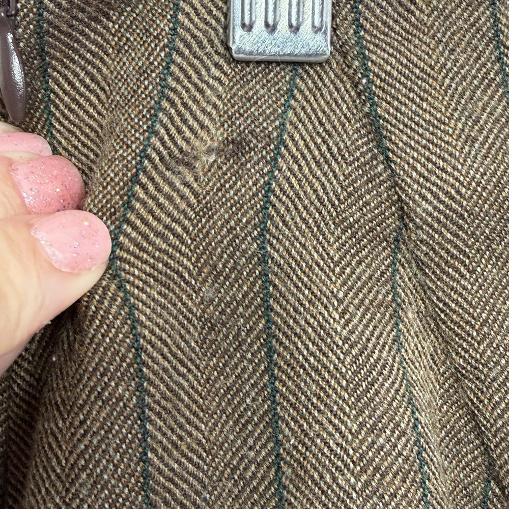 Harvé Bernard Brown Wool Pinstripe‎ Skirt Above Knee High Rise Classic - Picture 7 of 14